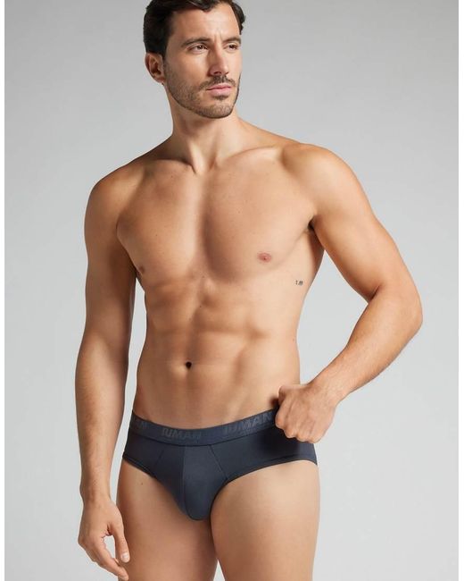Intimissimi Blue Microfibre Briefs With Logo for men