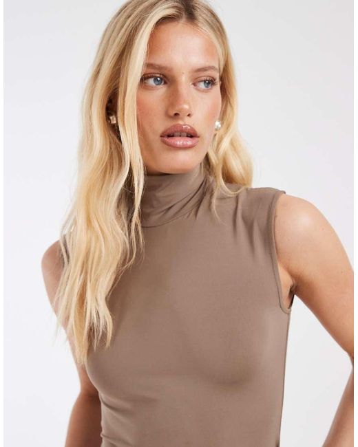 & Other Stories Green Funnel Neck Tie Waist Midi Dress