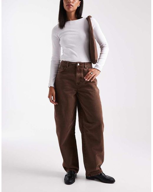 Miss Selfridge Brown Barrel Leg Jean