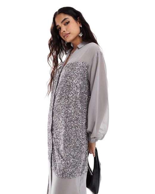 Never Fully Dressed Gray – lila – midaxi-hemdkleid