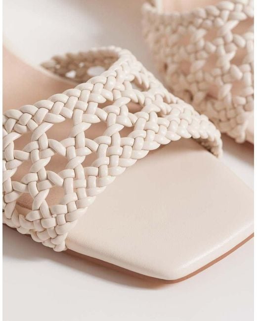 London Rebel Natural Anita Block Heeled Woven Sandal