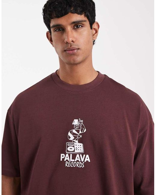 ASOS Red Heavyweight Oversized T-shirt With Text Chest Graphic for men