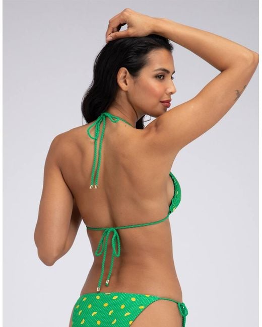 Boux Avenue Green Ithaca Lemon Triangle Bikini Top Summer Removable Pads