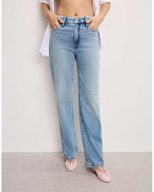 GOOD AMERICAN Blue Soft Tech Good True Straight Jeans