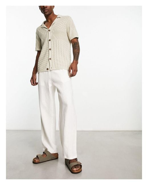 Weekday White Seth Linen Trousers for men