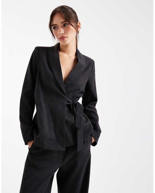 Vero Moda Black Tailored Tie Side Blazer Co-ord