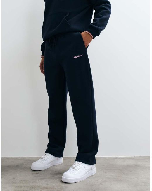 ASOS Blue Straight jogger With Pigment Print for men