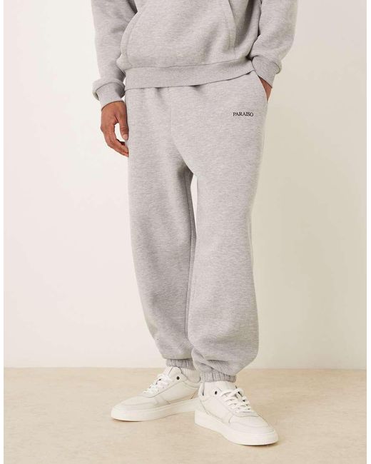 Joggers Gris Jaspeado Extragrandes Con Detalle Estampado De (Parte De Un Conjunto) ASOS de hombre de color Natural
