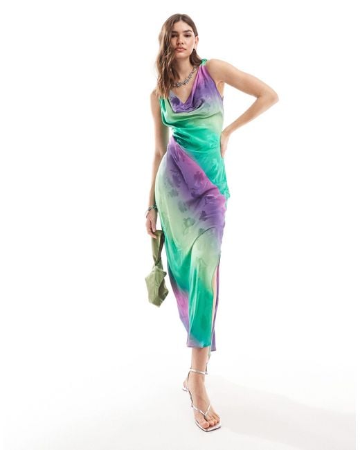 Closet Multicolor Bias Cut Satin Maxi Dress