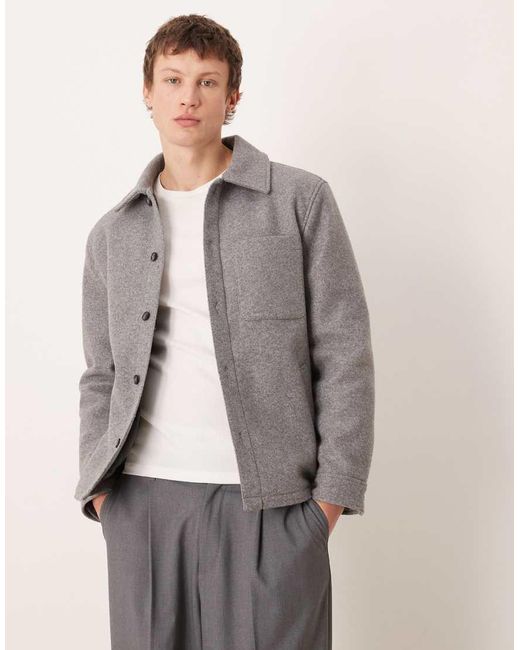Mango Gray Oversized Shacket for men