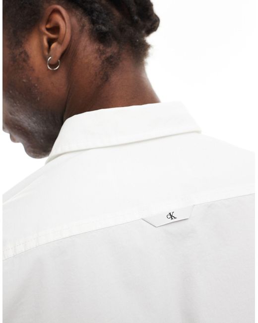 Calvin Klein – stretch-hemd mit schmalem schnitt in White für Herren