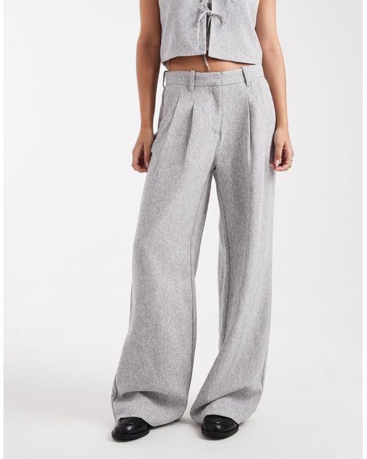 Vero Moda Gray Tailored Pleat Front Wide Leg Trouser Co-ord