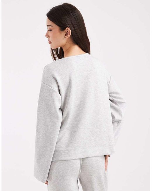 Vero Moda White Soft Jersey Boat Neck Sweatshirt Co-ord