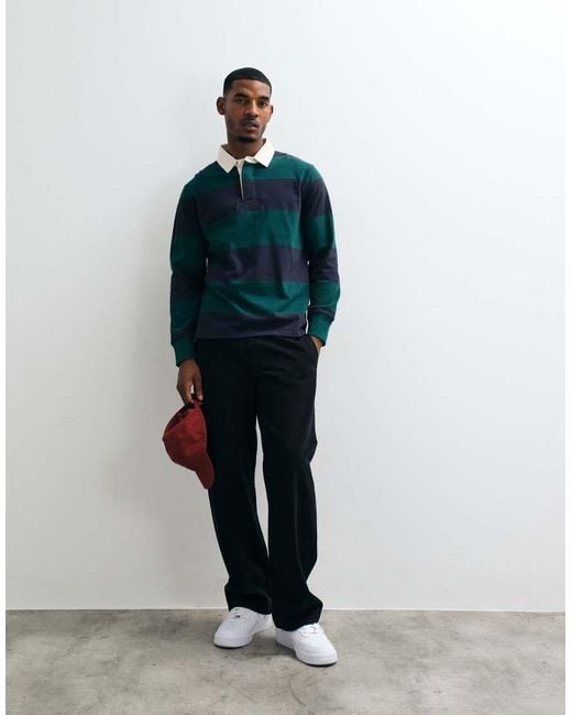 Gant Blue Heavyweight Striped Rugby Polo for men