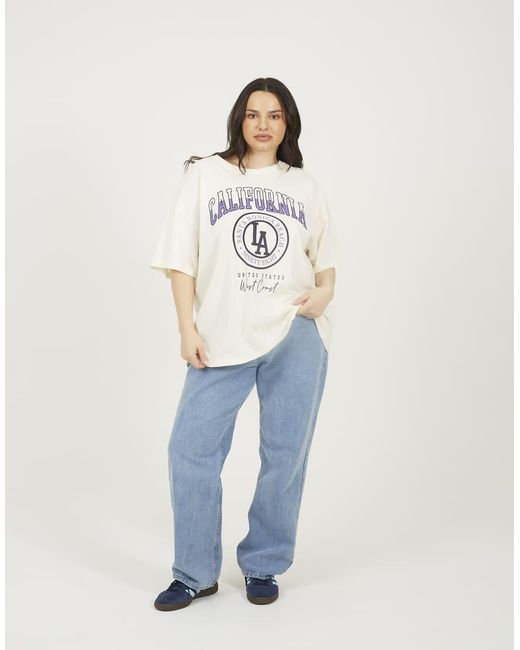 Brave Soul Natural Curve Graphic Print Oversized T-Shirt