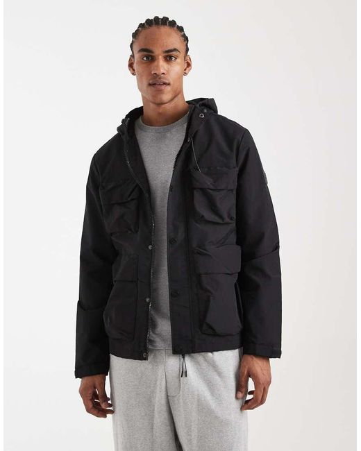 Chubasquero Impermeable Con Capucha De Threadbare de hombre de color Black