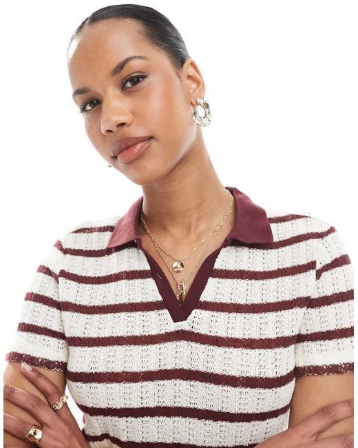 ONLY Blue Open Knit Polo