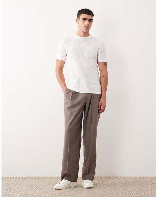 ASOS White Muscle Fit Short Sleeve Knitted Waffle Crew Neck T-Shirt for men