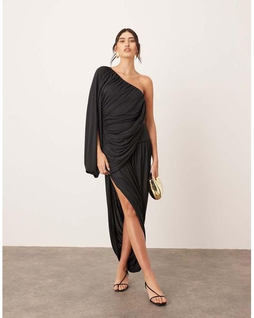 ARRANGE Natural Drape One Shoulder Maxi Dress With Tulip Skirt