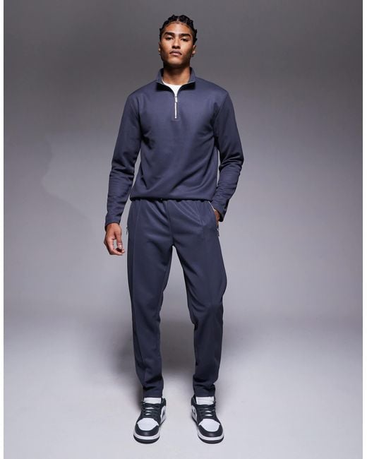 River Island Blue Smart Slim Sweatpants for men