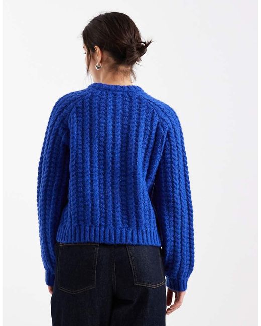 Pieces Blue Textured Knit Jumper