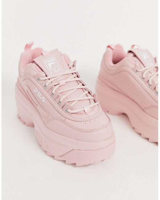 Disruptor II - Sneakers platform con zeppa rosaFila in Pelle di colore Rosa  | Lyst