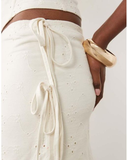 ASOS Natural Broderie Wrap Mini Skort With Lace Trim