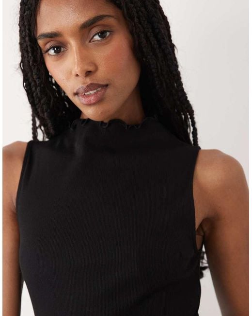 ARKET Black High Neck Sleeveless Crinkle Top
