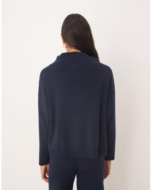 Pull en maille douce d'ensemble à col montant Mango en coloris Blue