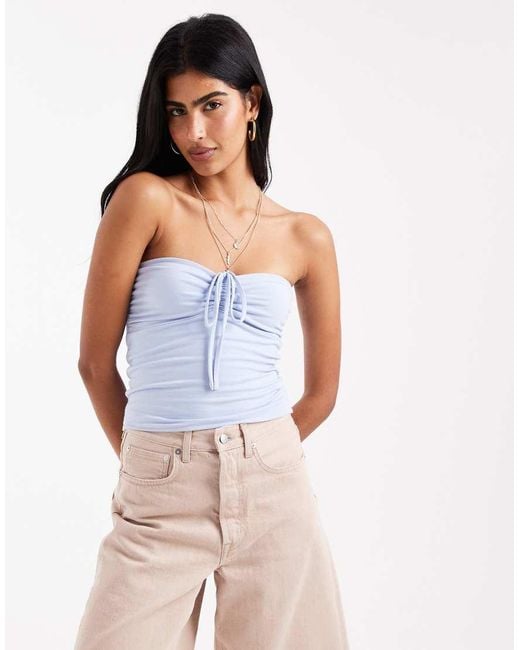 Hollister White Tie Front Halterneck Tube Top