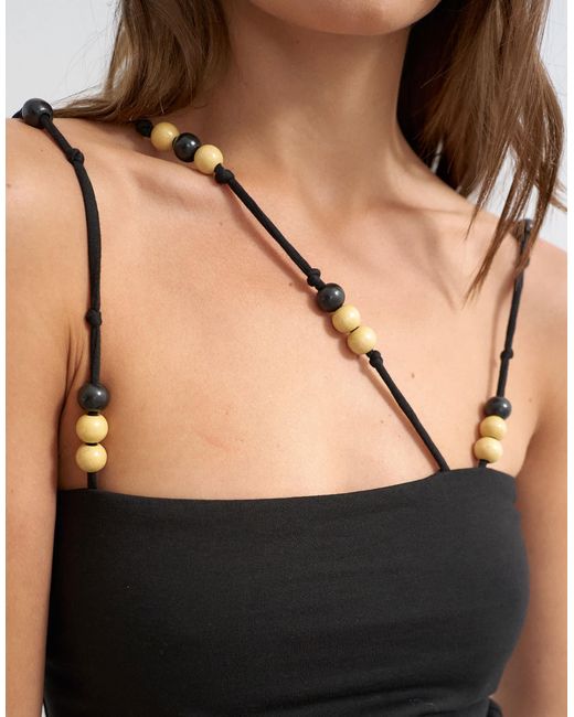 TOPSHOP Black Multi Beaded Strap Vest