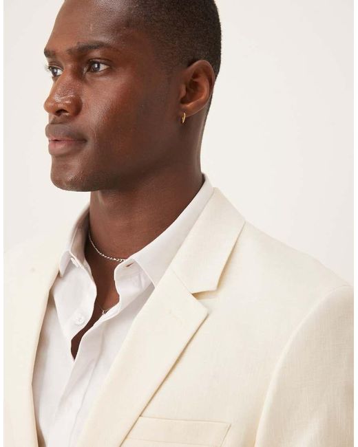 ASOS Natural Linen Look Slim Suit Jacket for men