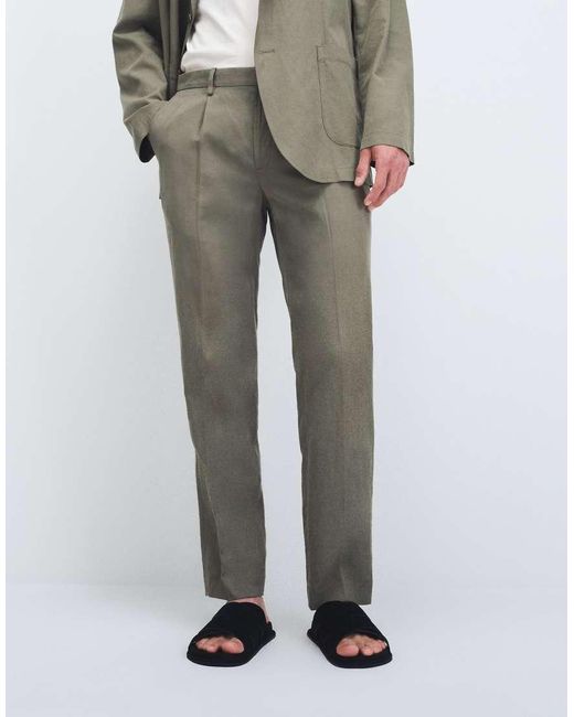 Mango Natural Delave Linen Blend Relaxed Fit Suit Pants for men