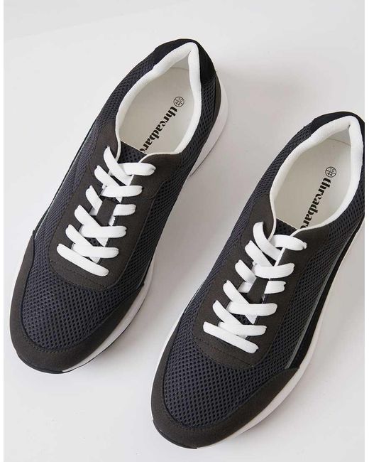 Threadbare Gray Retro Lace Up Trainers for men