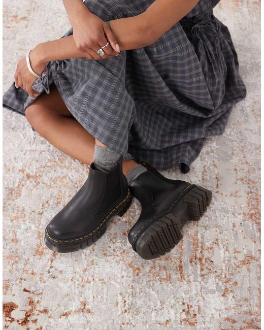 Dr. Martens Gray Audrick Chunky Flat Chelsea Boot