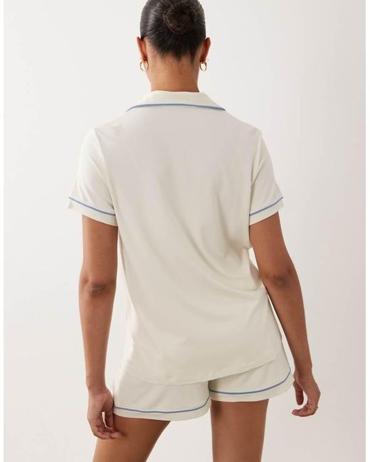 ASOS White Asos Design Maternity Super Soft Short Sleeve Shirt And Short Pyjama Set