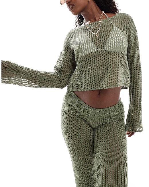 ONLY Green Oversized Long Sleeve Beach Top Co-ord