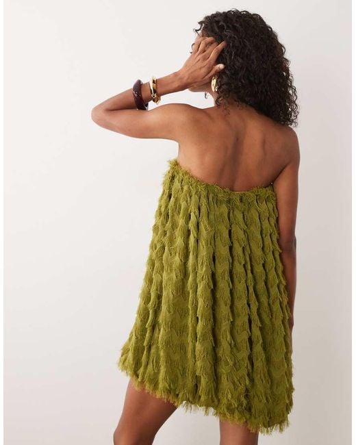 ASOS Green Wave Textured Bubble Bandeau Mini Dress