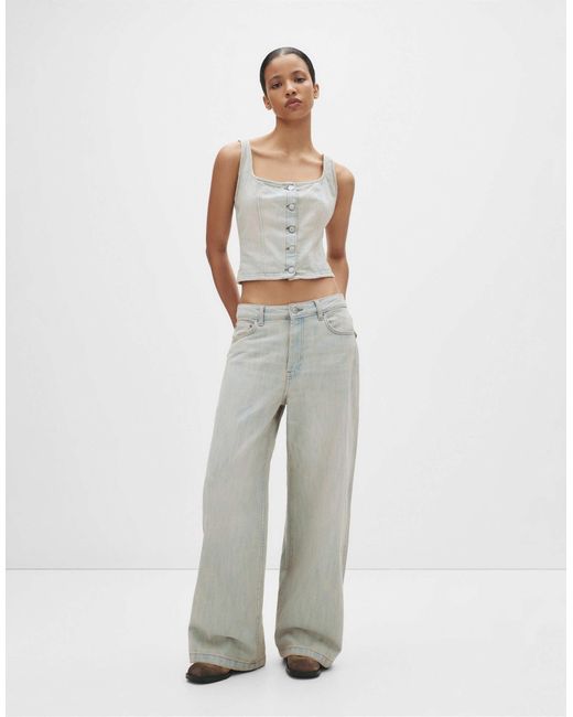 Jean baggy à taille mi-haute - pâle Pull&Bear en coloris White