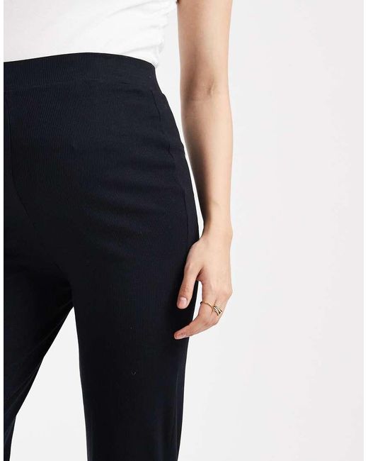 Mama.licious Gray Mamalicious Maternity Heavy Ribbed Wide Leg Trousers