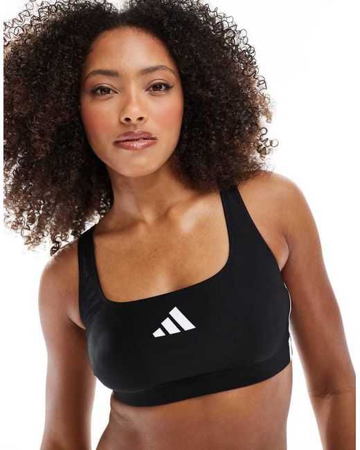 Adidas Originals Black Adidas Training 3 Stripe Bikini Set