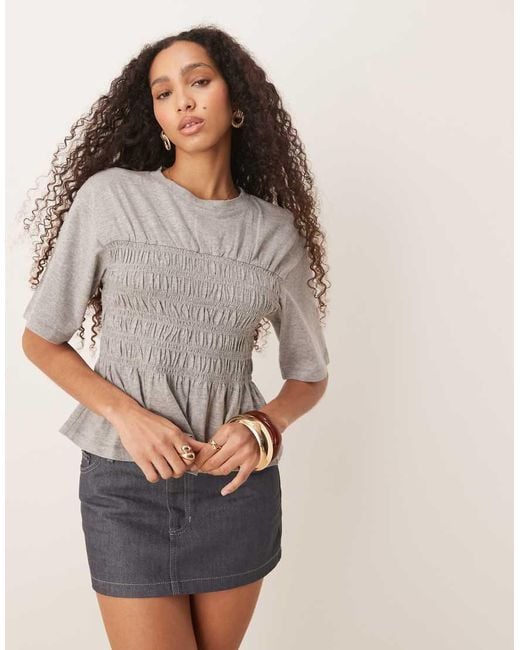 ASOS Gray Shirred Waist T-shirt