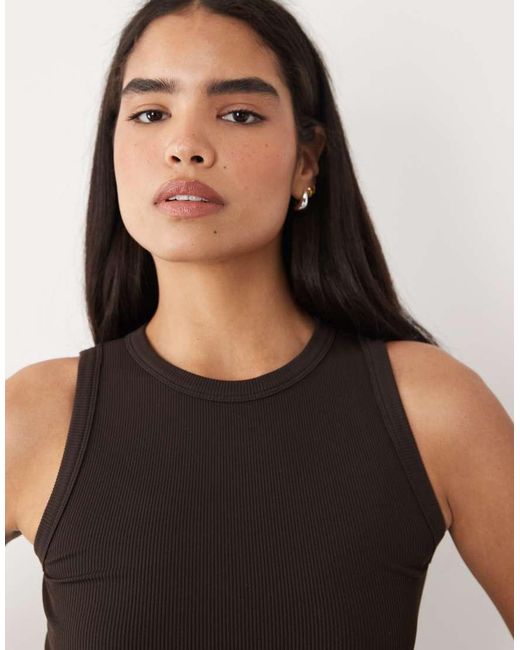 4505 Black Seamless Lightweight Ribbed 90s Racer Tank Top