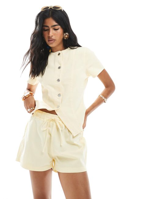 ASOS Natural Sweatpants Style Denim Pull On Shorts