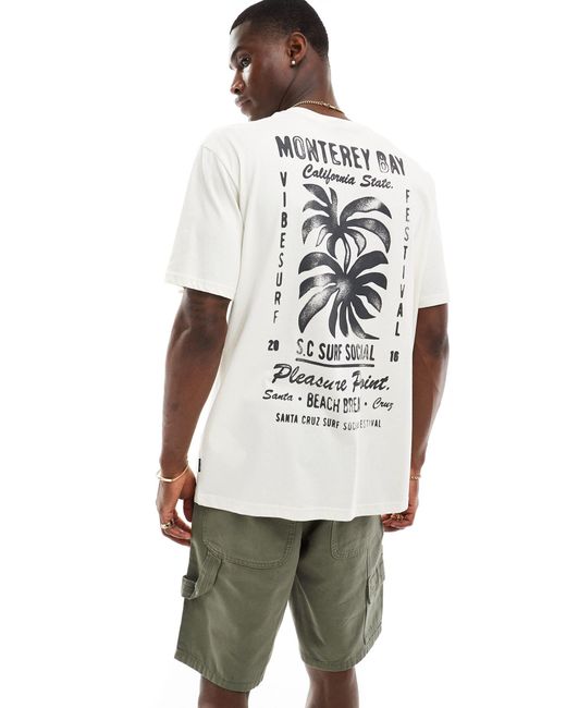 T-shirt comoda nera con stampa sul retro di pianta di palma di Only & Sons in White da Uomo