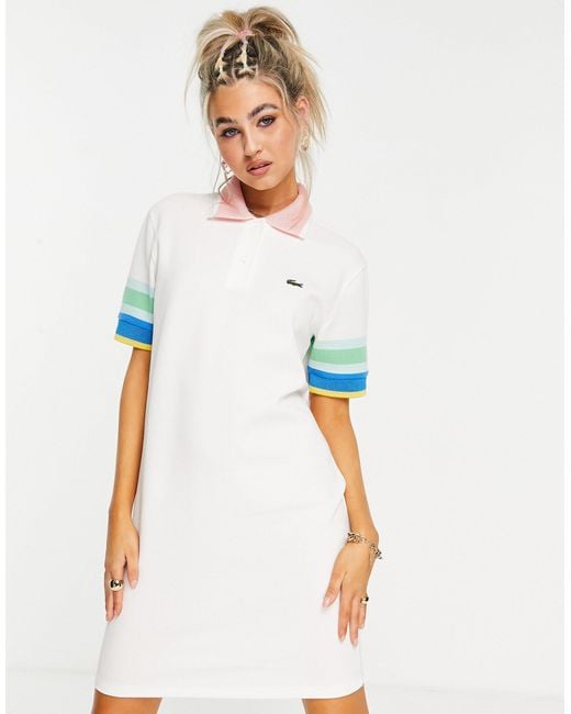 Lacoste Polo Dress With Colour Panels Lyst Australia