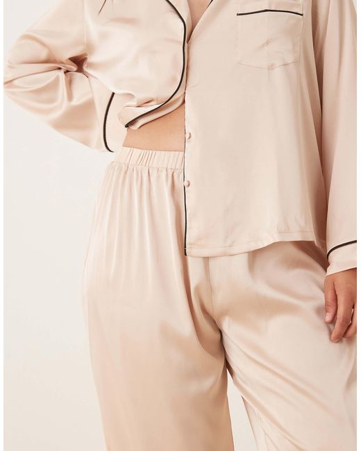 ASOS Natural Asos design curve – oversize-pyjama aus satin