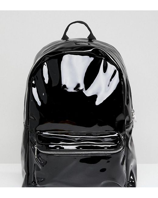 Monki Black Patent Backpack
