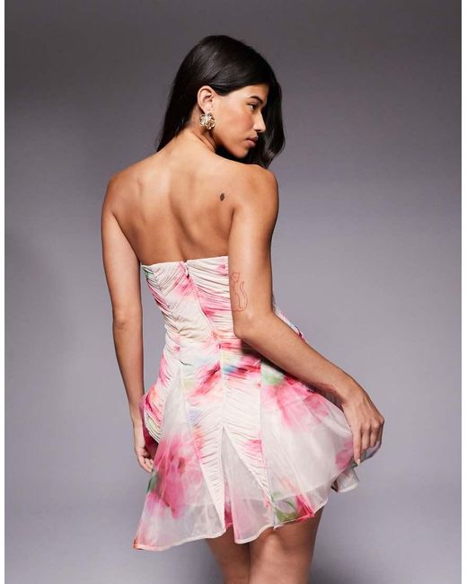 ASOS Pink Scallop Cup Bandeau Mini Dress