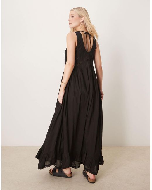 ASOS Black Hanky Hem Maxi Dress With Scoop Neck